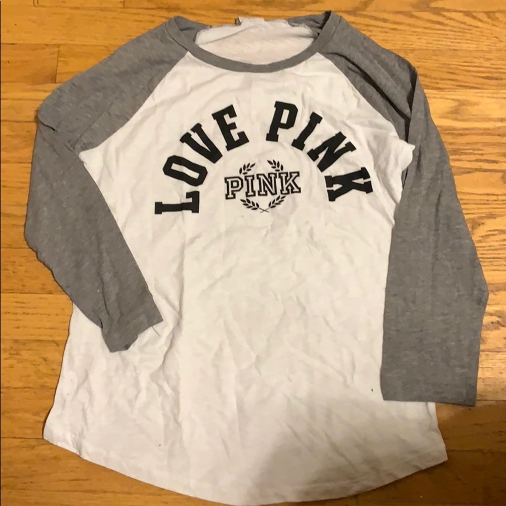 Cut pink varsity long sleeved t